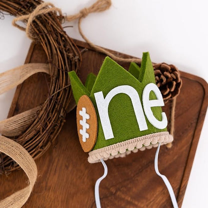 VANGNING Football 1st birthday crown, Football outfit, one year down birthday, our little rookie party hat,Birthday Prop