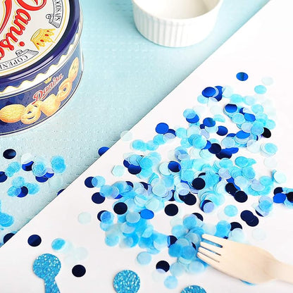 Tissue Confetti Circle Dots for Table Wedding Birthday Party Decoration, 1cm in Diameter (Navy, Turquoise, Light Blue, 60 Grams)
