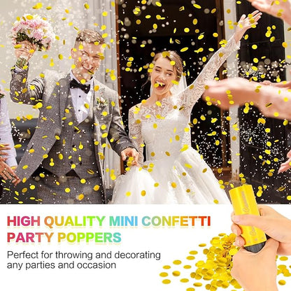 Confetti Cannon 8 Pack Small gold Confetti Poppers ideal for Weddings, Birthdays, Graduations, Baby Showers, New Year's Eve Parties Fun Party Decorations