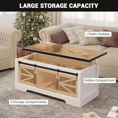 47.2" Lift Top Coffee Table, Hidden Storage Compartment, Lifting Tabletop