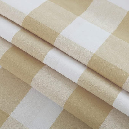 3 Pc Cotton Classic Country Farmhouse Kitchen Window Curtain Grommet Top -Beige & White Buffalo Check Tier & Valance Set, 54" x 18" / 32" x 24"