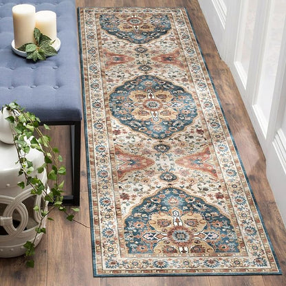 vivorug Runner Rug 2'x7' Vintage Washable Non-Slip Runners for Hallways Kitchen Entryway Laundry Room Carpet Hallway Runner Beige