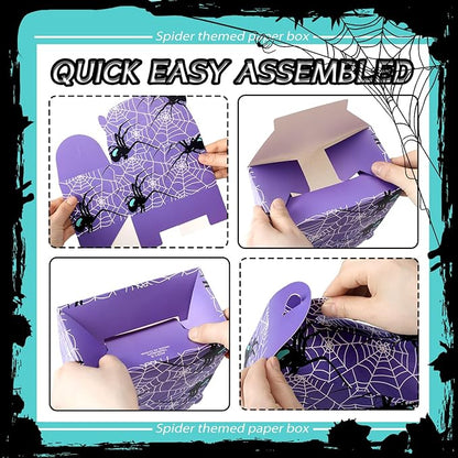 Kosiz 30 Pcs Spider Party Favors Spiderweb Birthday Party Supplies Cartoon Candy Box Pink Spider Boxes Gift Spiderweb Theme Activity Favors Goodie Bags Snack Box Candy Bags Pink Purple Blue