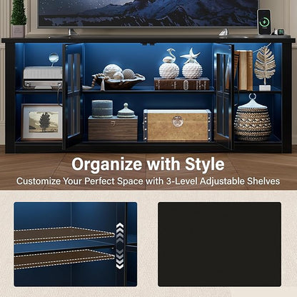 YESHOMY Farmhouse LED TV Stand