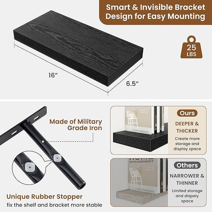 fuqing Floating Shelves for Wall, Wall Mounted Wood Floating Shelf