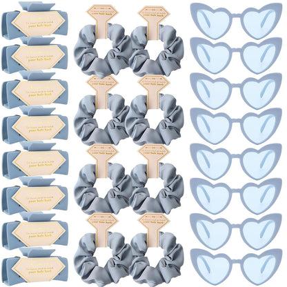 Bridesmaid Scrunchies Proposal Gifts Bachelorette Hair Claws Clips Girls heart sunglasses for Wedding Party Favors (Dusty Blue)