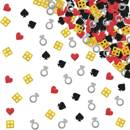 120pcs Casino Bachelorette Confetti, She Said Yes We Said Vegas Table Decor, Las Vegas Dollar Paper Scatter, Silver Glitter Lucky in Love Table Decoration, Casino Bridal Shower Party Decoration