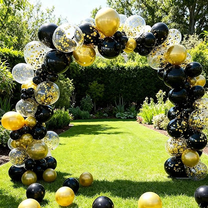 60pcs Black and Gold Balloons, 12inch Black and Gold Confetti Balloons for Graduation 2026, Birthday, Anniversary, New Year Party Decorations