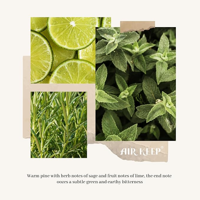 Airkeep Reed Diffuser Set, 3.38 fl oz (100 ml) - Sage Lemon Oil Diffusers with 8 Reed Sticks, Home Fragrance Reed Diffuser for Bathroom Shelf Decor