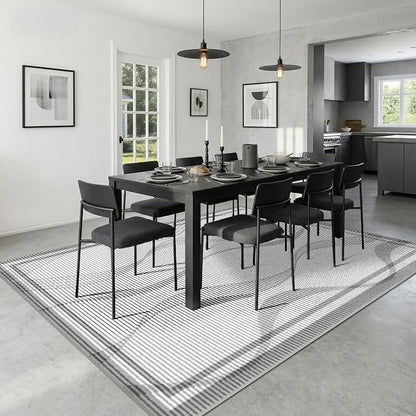 Merelax 6x9 Area Rugs for Living Room - Washable Non-Slip Large Bedroom Rug, Indoor Floor Carpet Low Pile Soft Farmhouse Rug for Dining Room, Mudroom, Modern Aesthetic Geometric Decor, Grey