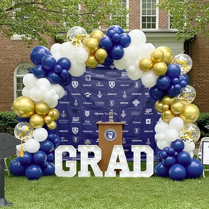 Netnology Navy Blue Gold Balloons Set, 60Pcs 12 Inch Navy Blue White Metallic Gold and Gold Confetti Latex Balloon for Birthday Baby Shower Bridal Shower Wedding Graduation Party Decorations