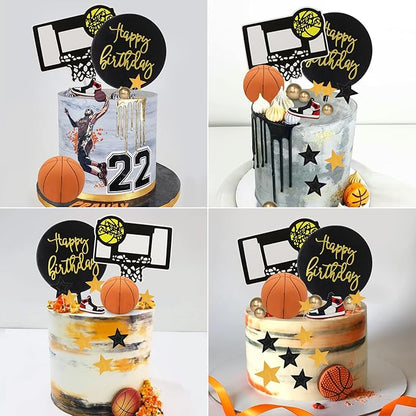 Basketball Cake Toppers 21pcs Basketball Theme Cake Decorations for Sports Basketballs NBA March Madness Jordan Party Supplies