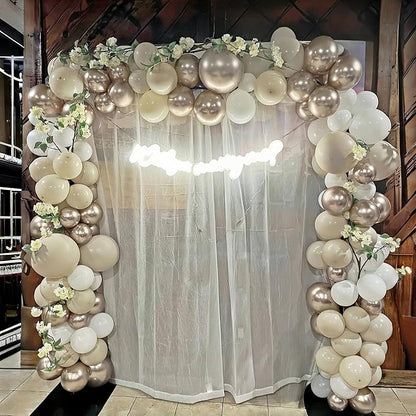 Pearl White Sand Metallic Light Gold Balloons Garland Arch Kit as Engagement Bridal shower Party Decorations, 18/12/10/5 in Different Size Pearl Cream White Clear Lvory Champagne Balloon for Wedding