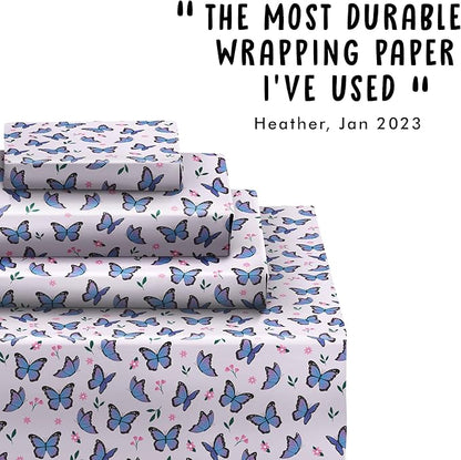 Central 23-6 Wrapping Paper Sheets - Purple Butterflies - GiftWrap for Girls Women - Birthday Gift Wrap - Recyclable - Made in the UK