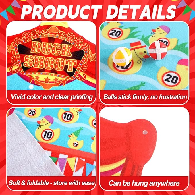 2 Pcs Dart Board with 12 Sticky Balls Theme Party Decorations Felt Cloth Toss Game for Family Games Birthday Party Outdoor Indoor Supplies(16.5 x 23.6 inches)