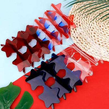 Semato 12 Pcs Star Sunglasses Bulk Rimless Red White and Blue Star Glasses Party Favors