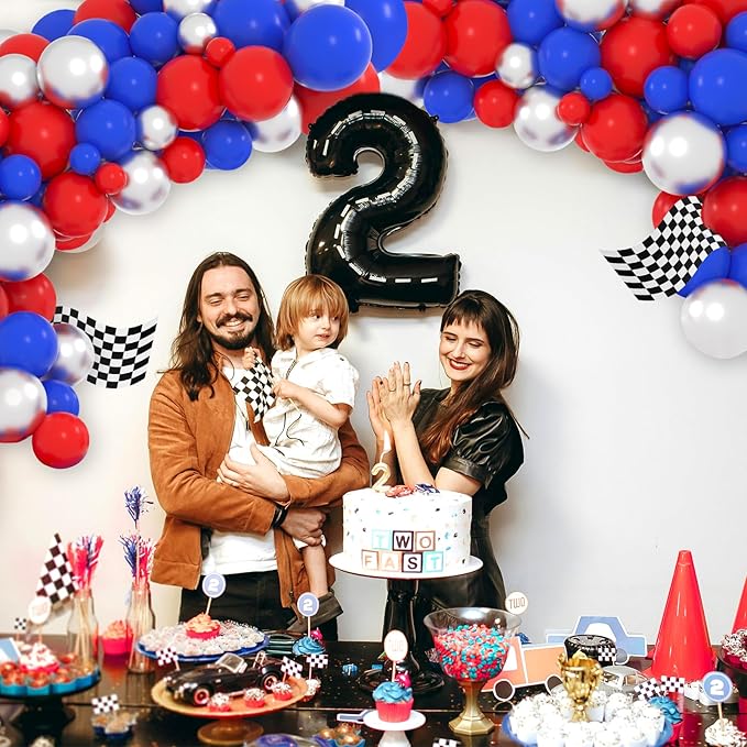 Red Blue Silver Balloon Garland Arch Kit - Red, Blue and Metallic Silver Balloons Patriotic Balloon for Birthday Wedding Anniversary 2025 Graduation Independence Day Party Decorations