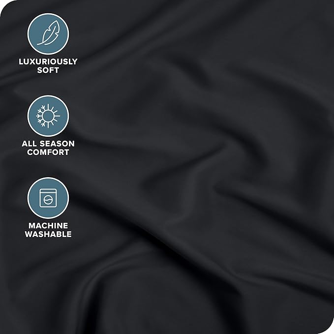 Bare Home Fitted Bottom Sheet Twin Size - Premium 1800 Microfiber - Ultra-Soft Hotel Luxury - Deep Pocket - Durable and Long Lasting - Fitted Sheet (Twin, Black)