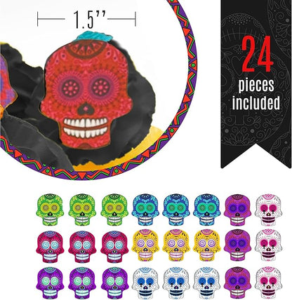 Sugar Robot Inc. Sugar Skulls - Set of 24 - Edible Halloween Cake Toppers
