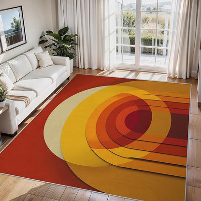 Mid Century Modern Rugs for Entryway, 2x3 ft, Abstract Circle Area Rugs for Bedroom Kitchen Entrance, Soft Non Slip Washable Retro 70s Geometric Indoor Door Mat Home Decorations Dt-Ghf-69