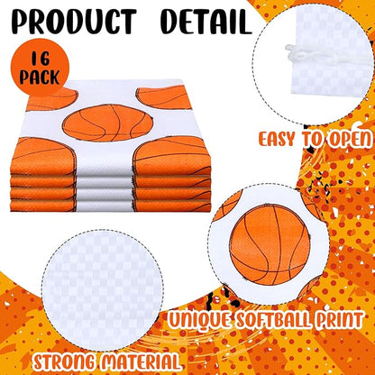 16 Pcs Potato Sack Race Bags Large Basketball Race Bags for Family Outdoor Sport Game Decorations for Adults and Kids Bean Sack Games Set Outside Yard Birthday Party Supplies 40 x 20 Inches