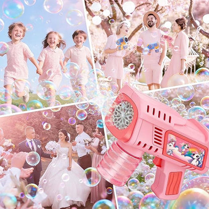 Bubble Gun for Kids with LED Lights & Leak-Proof Design Outdoor Toys for Boys Girls Party Favors Summer Toy Birthday Gifts Easter Bubbles for Wedding Favors