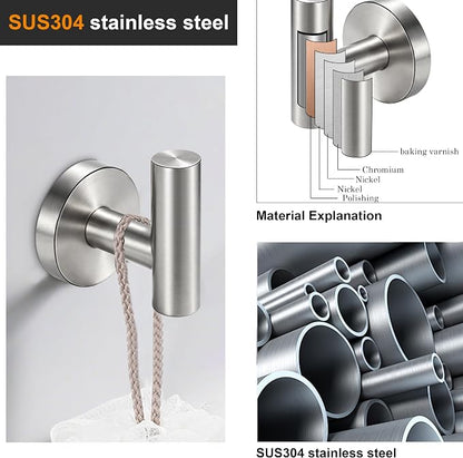 Nolimas Bathroom Towel Hooks, SUS 304 Stainless Steel Coat Hook Round Clothes Towel Coat Robe Hook Cabinet Closet Door Sponges Holder for Bath Kitchen Garage Hotel,Wall Mounted, Brushed Nickel, 4Pack