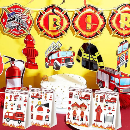 24pcs Firetruck Goodie Bags Fire Truck Birthday Party Supplies Firefighter Party Supplies Firetruck Birthday Decorations