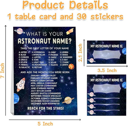 What's Your Astronaut Name, 1 Sign and 30 Name Stickers