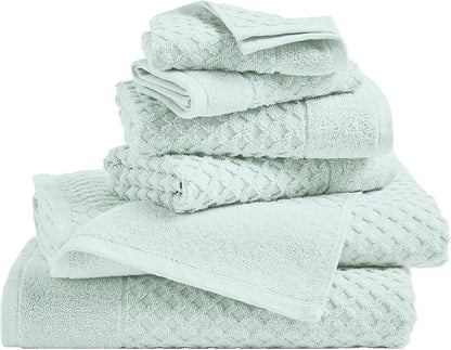 Great Bay Home Bath Towels - 100% Cotton 6 Piece Towel Set - Diamond Waffle Weave - Absorbent, Durable, Quick-Dry Towels for Bathroom (Pastel Blue)