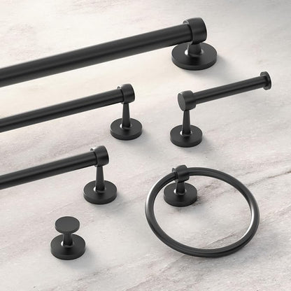 Gatco 5211MX Gibson Towel Bar | Retro Modern Wall-Mounted Bathroom Towel Bar | Stylish Decorative Hardware, Heavy Duty Metal, EZ Ancor Mounting | Matte Black Finish
