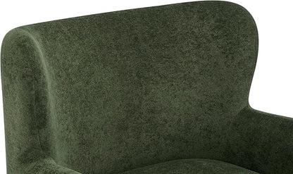 Christopher Knight Home Auden Wooden Low Profile Accent Chair, Velvet Upholstered Wingback Living Room Lounge Chair, Bedroom Comfy Reading Chair, Curved Backrest Single Sofa with Armrest, Olive Green