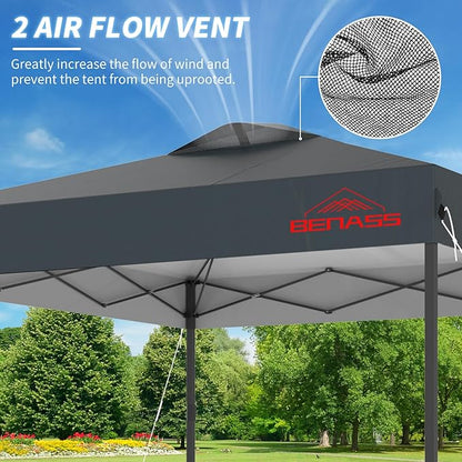 10x10 Pop Up Canopy, Easy Up Canopy Tent, Heavy Duty Tents for Parties, One Person Set Up Event Tent, Grey