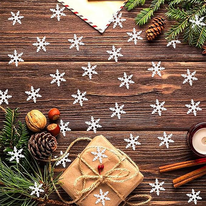 Snowflake Confetti Merry Christmas Max Holiday Party Decoration Table Scatters Confetti Metallic Foil for New Year Wedding Birthday Baby Shower Bridal Shower Festival Theme Party Table Decorations