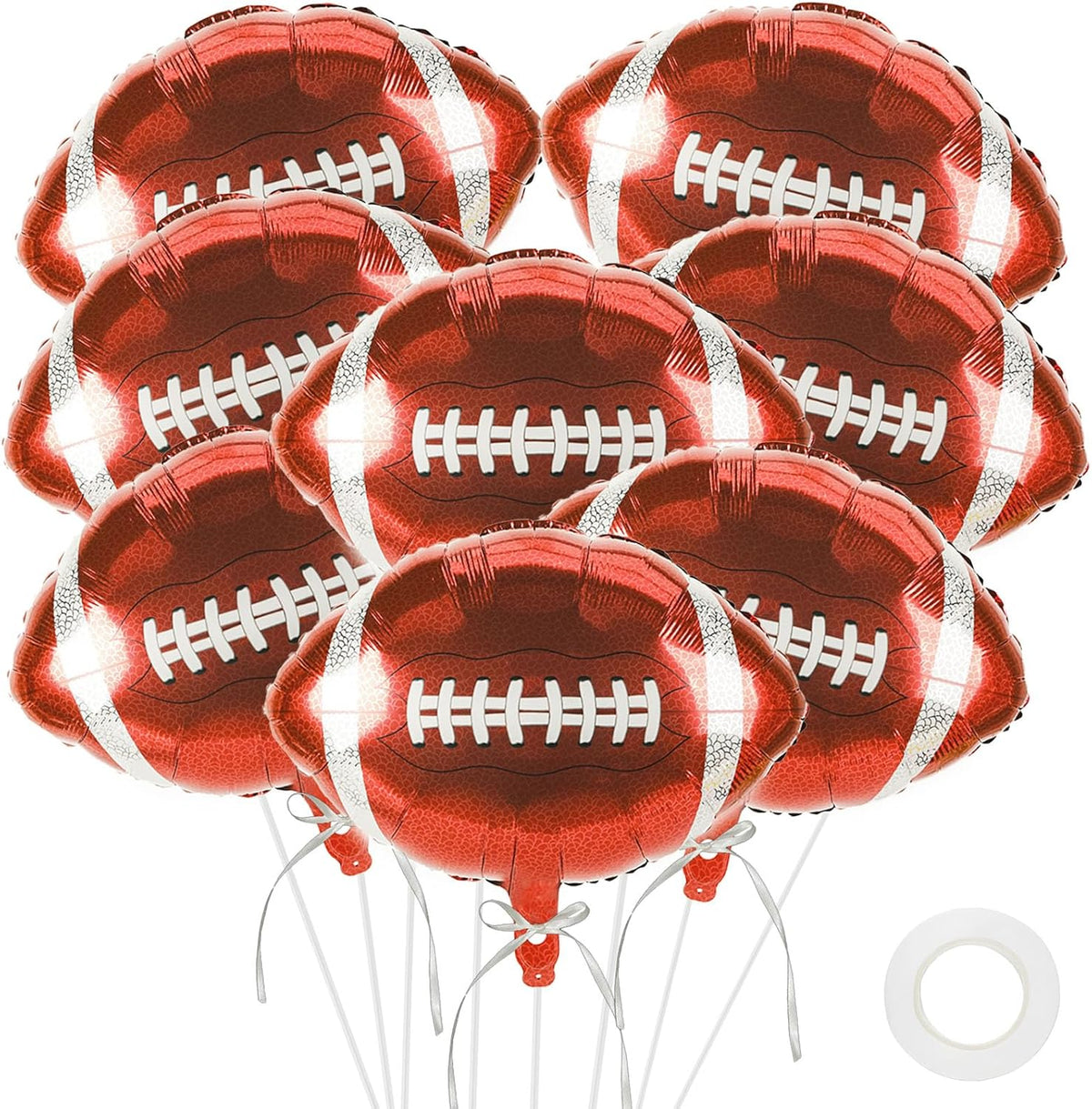 8 PCS 18 Inch Football Balloons Party Favors Football Themed Birthday Party Decorations Supplies Giant Large Foil Sports Rugby Ball Balloons Christmas Mylar Helium Aluminum Balloon Baby Shower