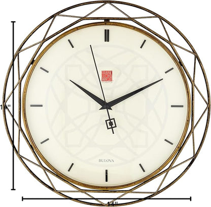 Bulova Clocks C4834 Luxfer Prism 14 Inch Frank Lloyd Wright Inspired Wall Clock