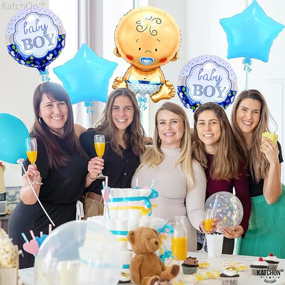 KatchOn Baby Boy Balloons Set - Large 27 Inch, Pack of 5 | Gender Reveal and Baby Shower Decorations | It's A Boy