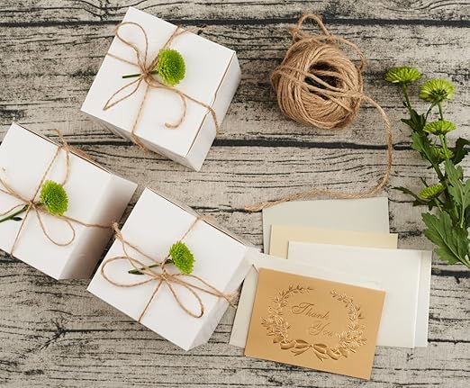 MESHA 4x4x4'' White Gift Boxes 50 PC Bulk Small Gift Box with Lids, Kraft Paper Boxes for Presents, White Bridesmaid Proposal Box for Packaging