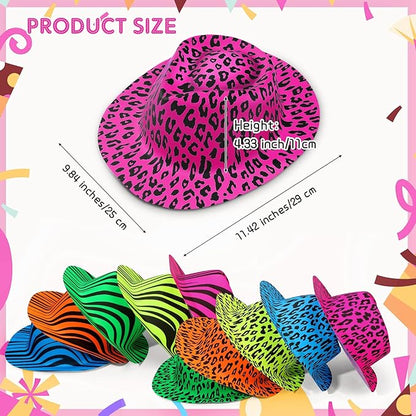 Handepo 50 Pcs Neon Party Hats for Adults Kids Halloween Colorful Plastic Cowboy Party Hats UV Reactive Fluorescent for Glow Birthday Weddings Carnival Concerts Music