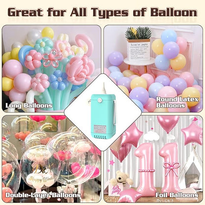 AXHJ Balloon Pump Electric Air Pumps for Long Balloons, 2-in-1 Electric Air Balloon Pump, Balloon Inflator for 260q,Foil, Latex Balloons and Sport Balls, Lake Blue