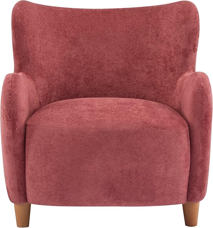 Christopher Knight Home Auden Low Profile Wingback Accent Chair, Fabric Club Chair, Velvet Upholstered Armchair, Curved Backrest Single Sofa, Soft Reading Lounge Chair for Living Room, Smoky Red