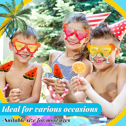 6 Pcs Margarita Funny Sunglasses Party Decor Eyeglasses Hawaiian Sunglasses for Summer Beach Luau Tropical Party(Bright Color)