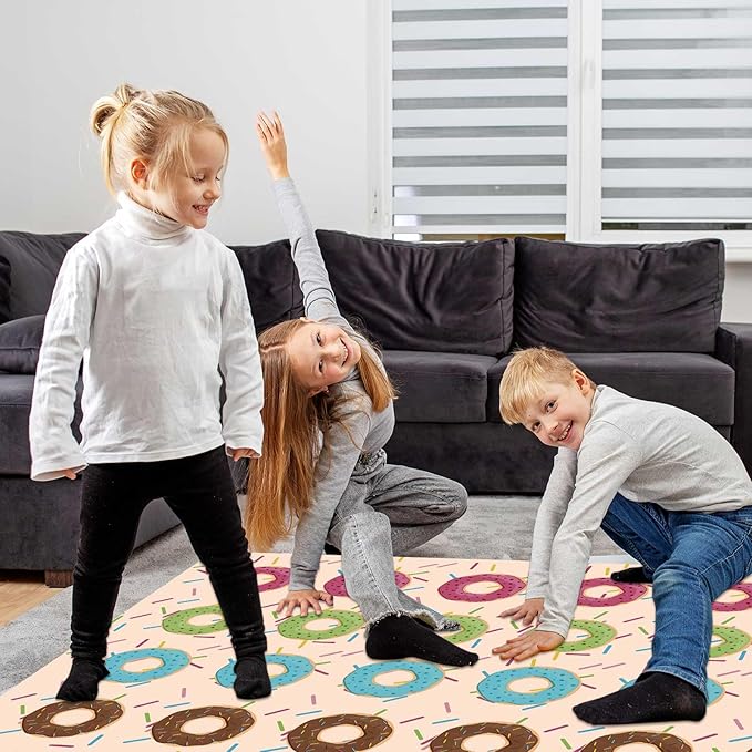 Drydiet Donut Party Game with 59 x 41 Inches Donut Mat Spinner Quadruped Piñata Decorations Candy Spa Party Game Sleepover Girls