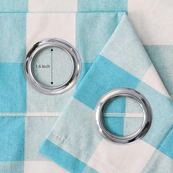 3 Pc Cotton Classic Country Farmhouse Kitchen Window Curtain Grommet Top -Sky Blue & White Buffalo Check Tier & Valance Set, 54" x 18" / 32" x 30"