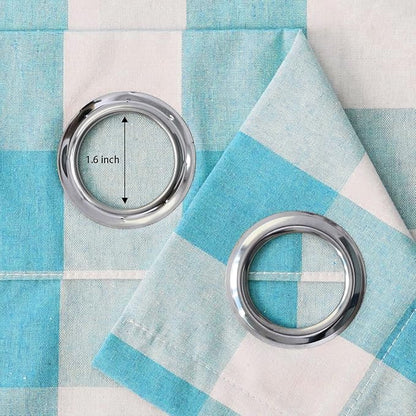 3 Pc Cotton Classic Country Farmhouse Kitchen Window Curtain Grommet Top -Sky Blue & White Buffalo Check Tier & Valance Set, 54" x 18" / 32" x 30"