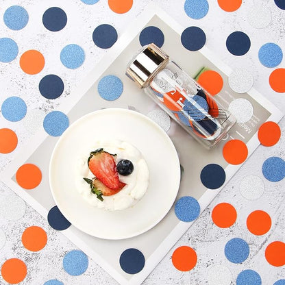Blue-Silver Orange Space Party-Decorations Confetti, 300pcs Graduation 2025 Glitter Paper Table Confetti Birthday Boy Baby Shower Decorations Dots Lasting Surprise