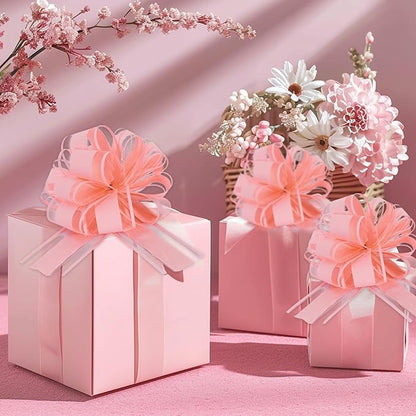 20pcs 7 Inch Pull Bows Pastel Pink Gift Wrap Bows for Gift Basket, Flower Wrapping, Christmas, Mother's Day, Easter, Birthday, Baby Shower Decorations