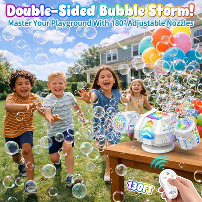 2026 RC Bubble Machine, Rechargeable Bubble Maker with 360°Automatic Rotation & 9 LED Light, 30000+ Bubbles Blower Machine Toys Gifts for Kids, Birthday Parties, Wedding, Indoor, Outdoor Activities