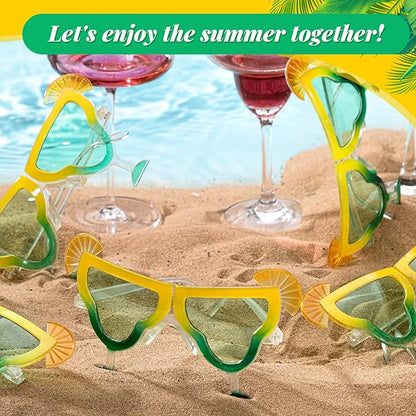 6 Pcs Margarita Funny Sunglasses Party Decor Eyeglasses Hawaiian Sunglasses for Summer Beach Luau Tropical Party(Green)