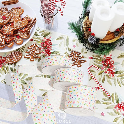Candy Sprinkle Grosgrain Ribbon 3 Rolls Donuts White Colorful Sprinkle Ribbon 5/8", 7/8", 1.5" for Gift Wrapping, Birthday Donuts Theme Party, Baby Shower, Wreaths, Hair Bows, Banners, Candy Bags